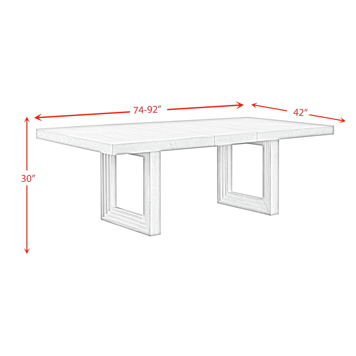 Avalanche Rectangular Dining Table with 18" Leaf in Antique White