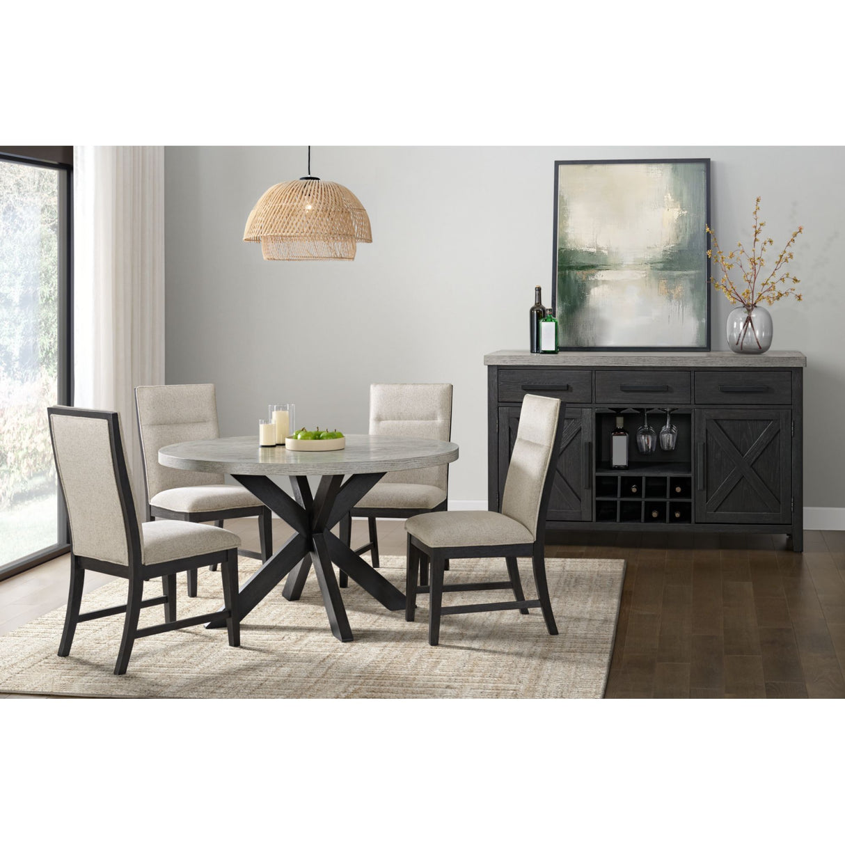 Axel Dining Chair with Light Grey Fabric in Espresso (2 Per Carton)