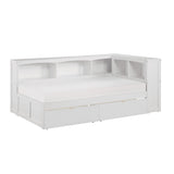 Galen-(4) Twin Bookcase Corner Platform Bed with Storage Boxes image