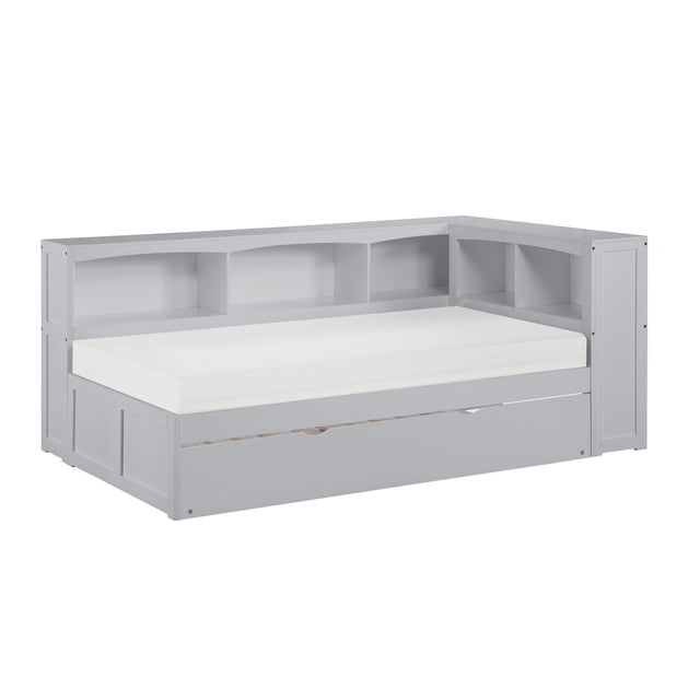 Orion-(4) Twin Bookcase Corner Platform Bed with Twin Trundle image