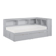 Orion-(4) Twin Bookcase Corner Platform Bed with Storage Boxes image