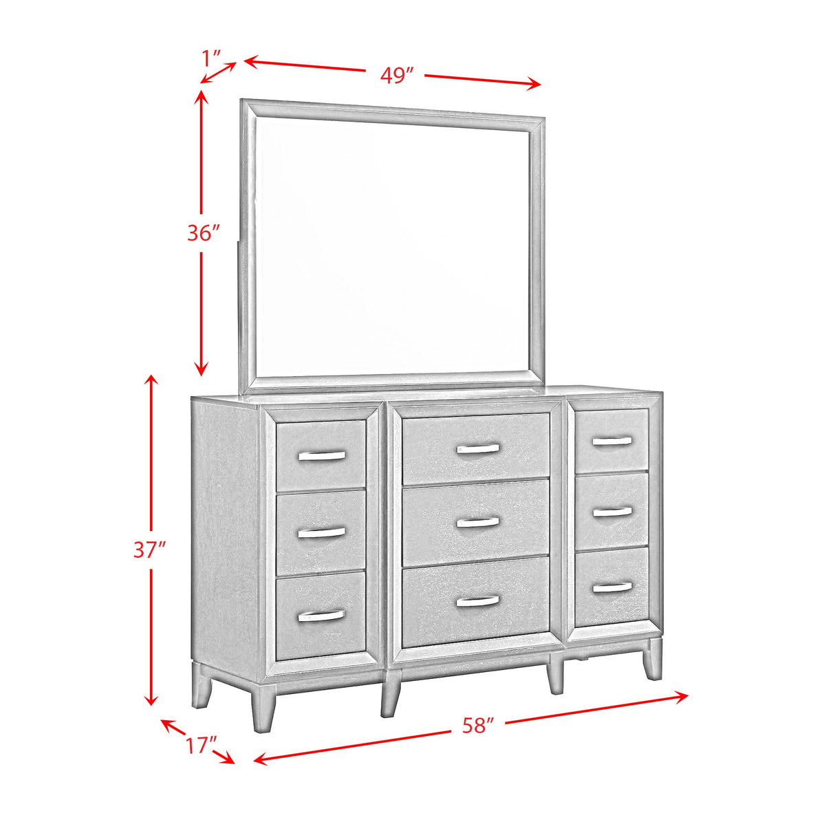 Beaumont Dresser & Mirror in Merlot