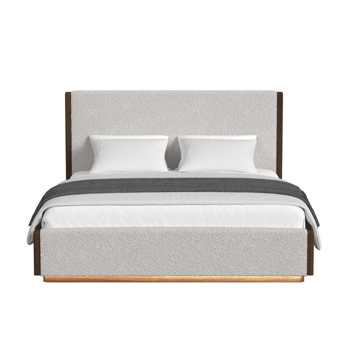 Brisbane UPH Bed with Boucle Beige and LED