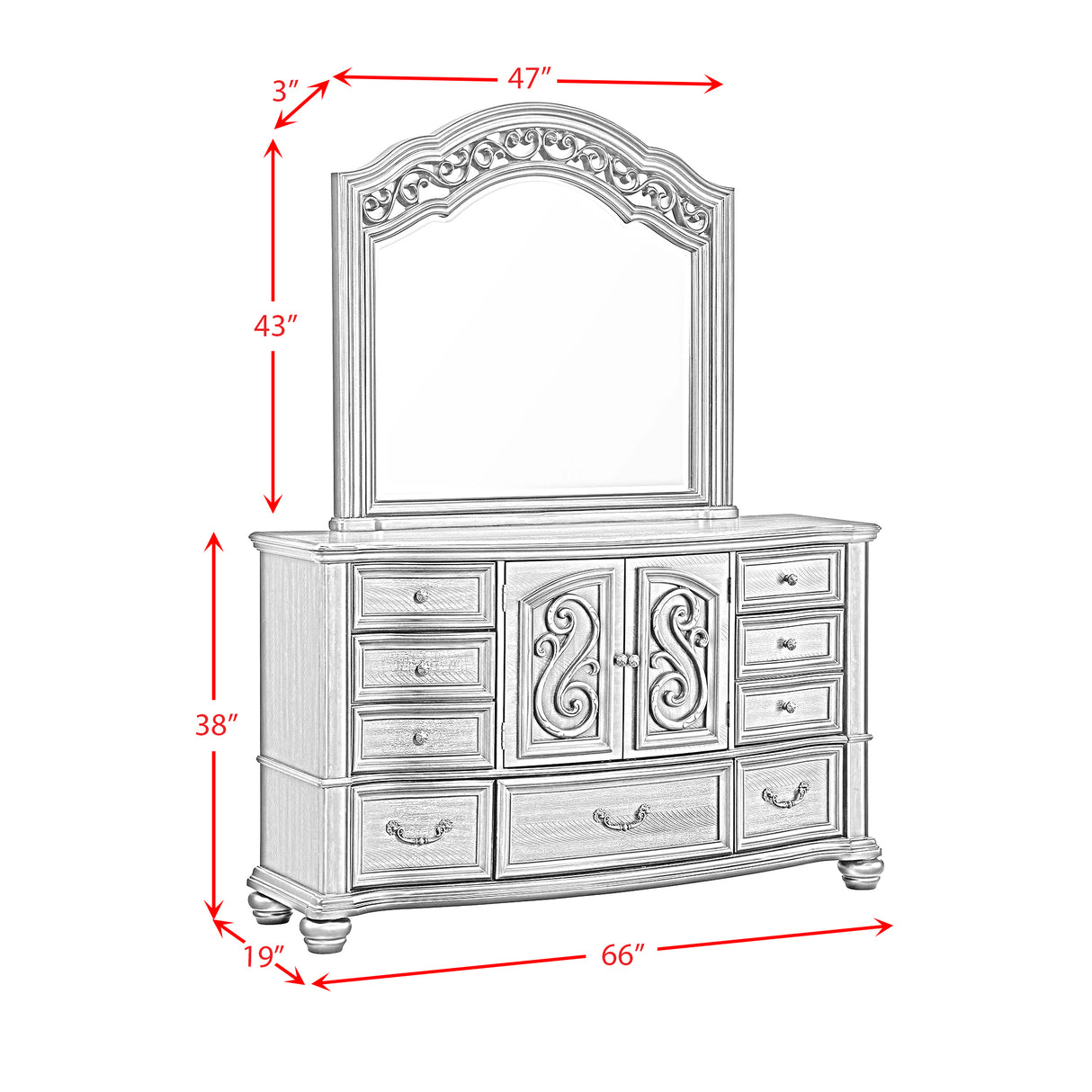 Brunswick Dresser and Mirror Set in Mahogany