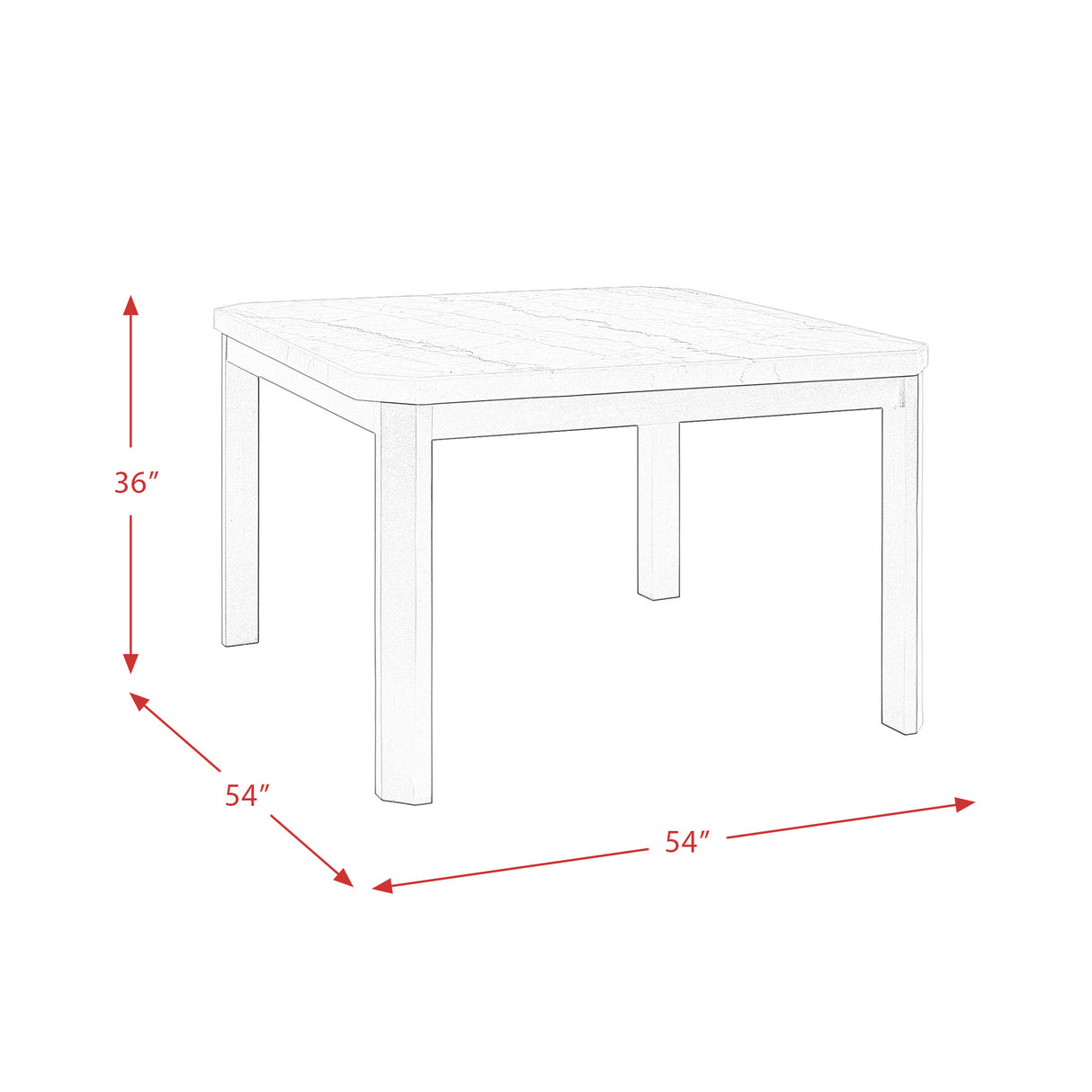 Francesca White Marble Square 5PC Counter Height Dining Set-Table & Four Grey PU Chairs