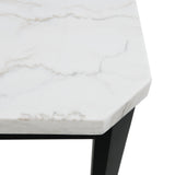 Francesca White Marble Square 5PC Counter Height Dining Set-Table & Four Grey PU Chairs