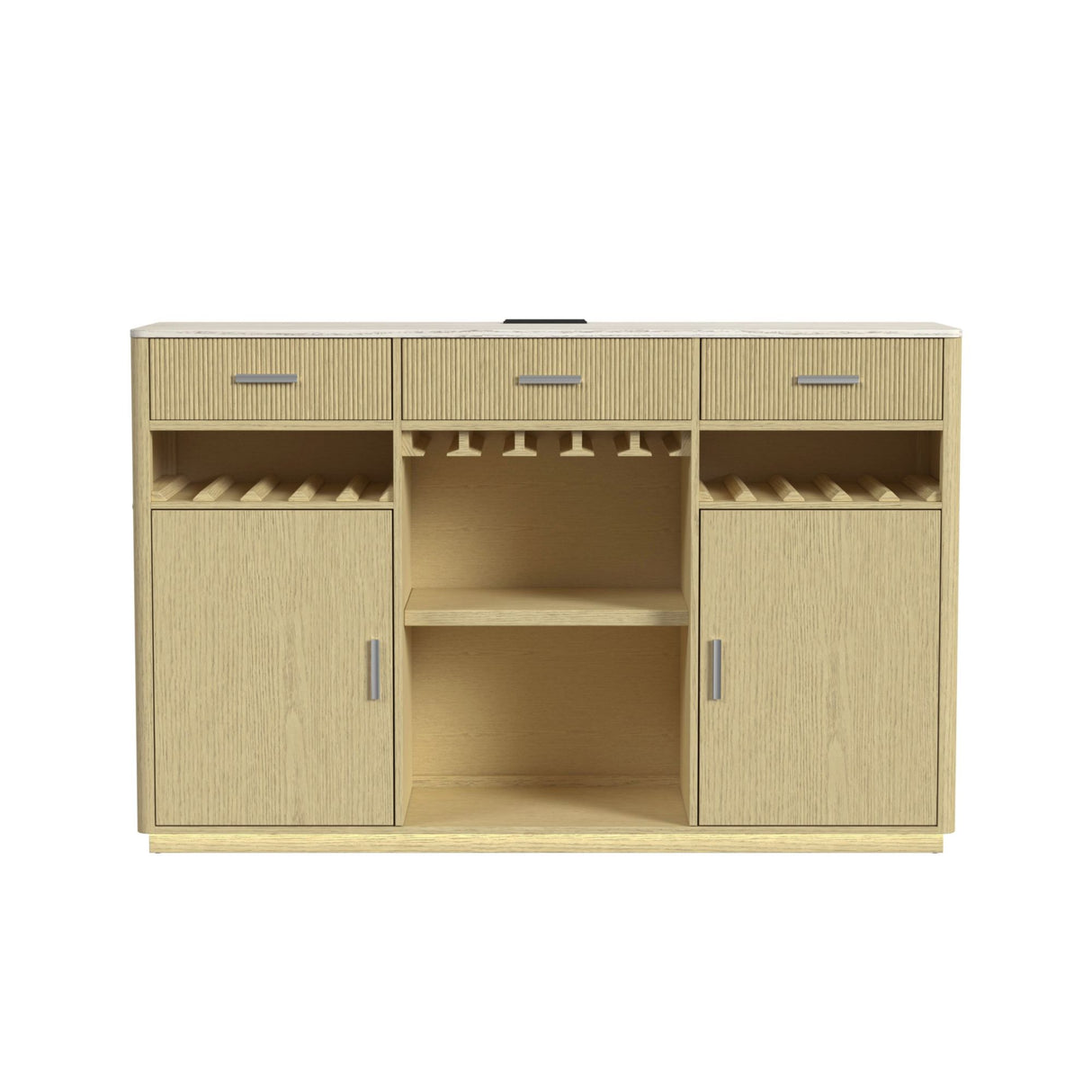 Cambrie Buffet with LED and Power in Off-White and Natural