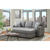 Caracas Sectional Sleeper Chofa with Pull Bed, Drop Table & USB in Palmer Grey