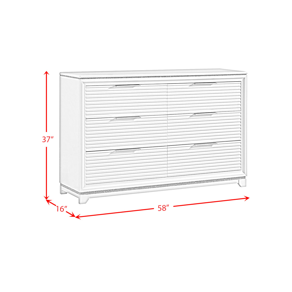 Denmark 6-Drawer Dresser in White