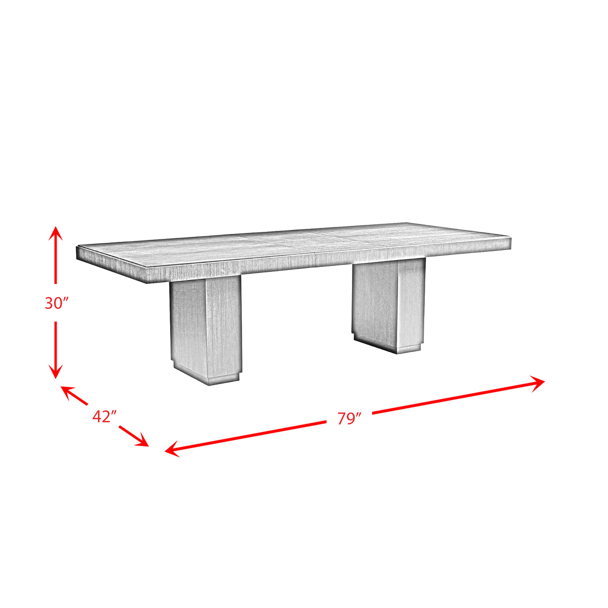 Donovan 7PC Standard Height Dining Set-Table, Four Side Chairs & Two Arm Chairs in Gray