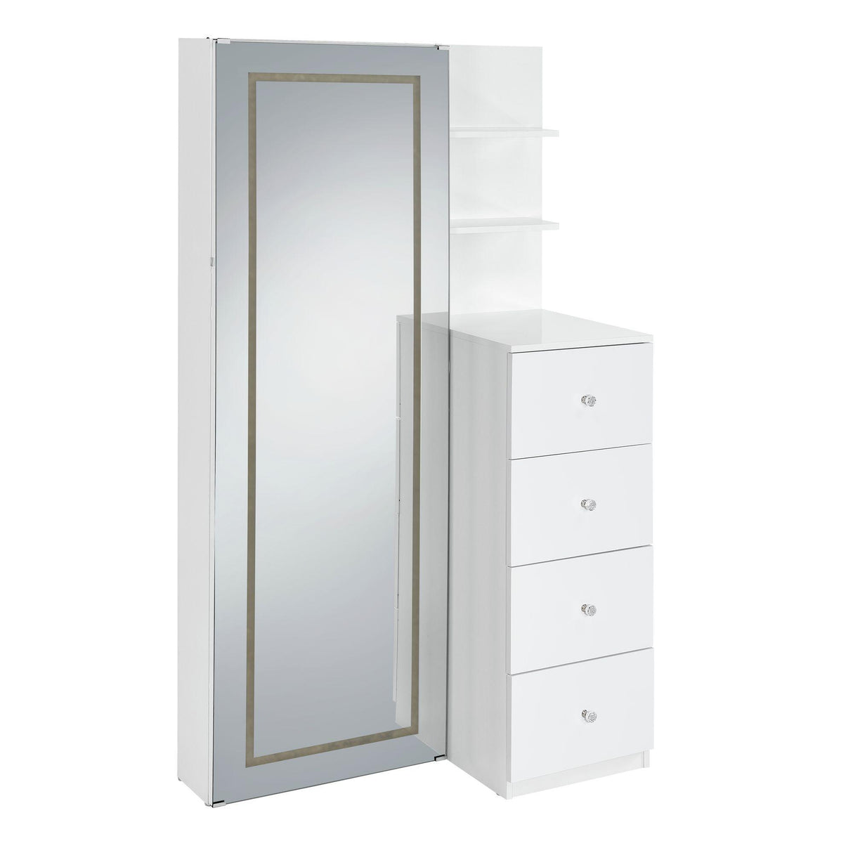 Vancouver Floor Mirror With Storage in White