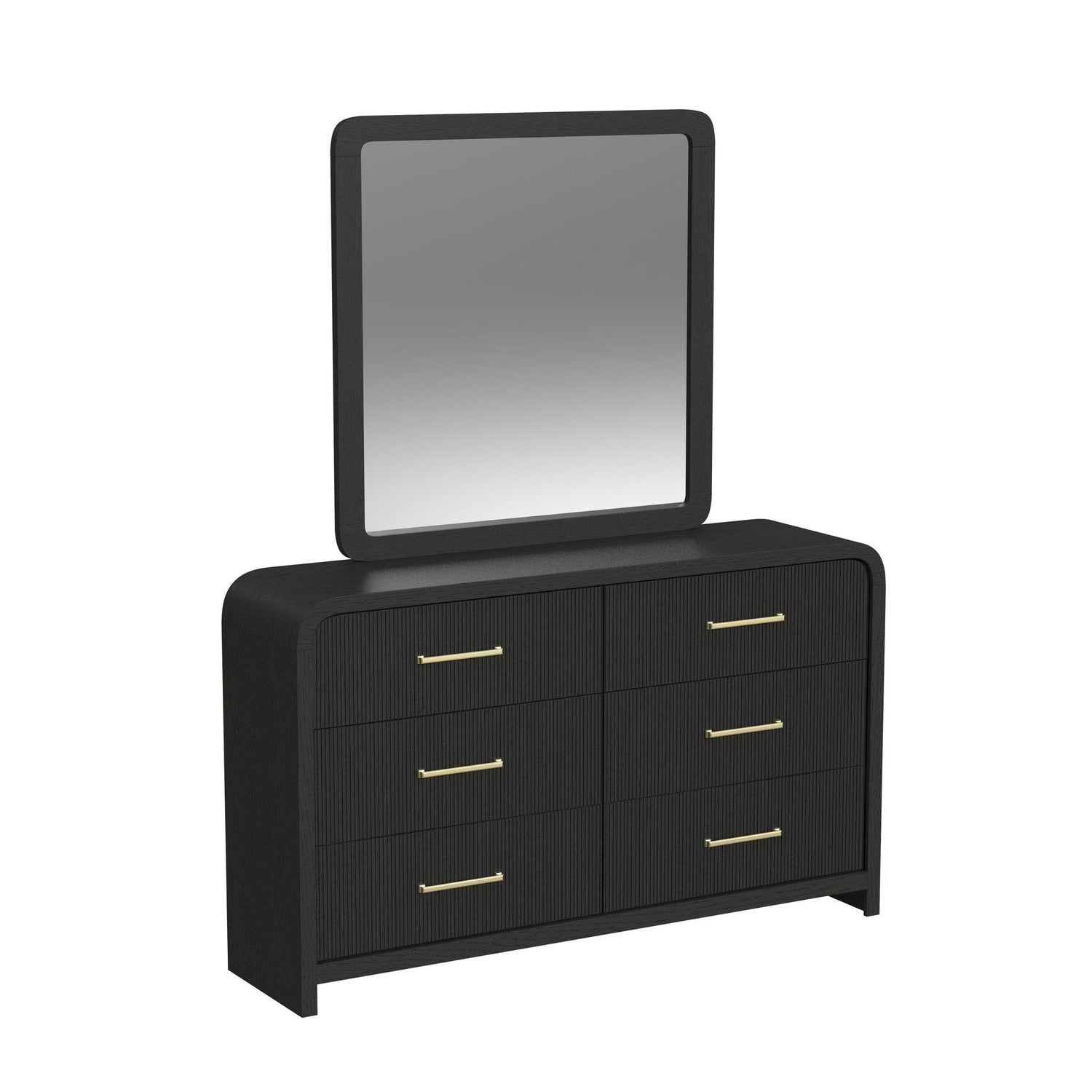 Ridgemont Dresser and Mirror Set in Black with Grain