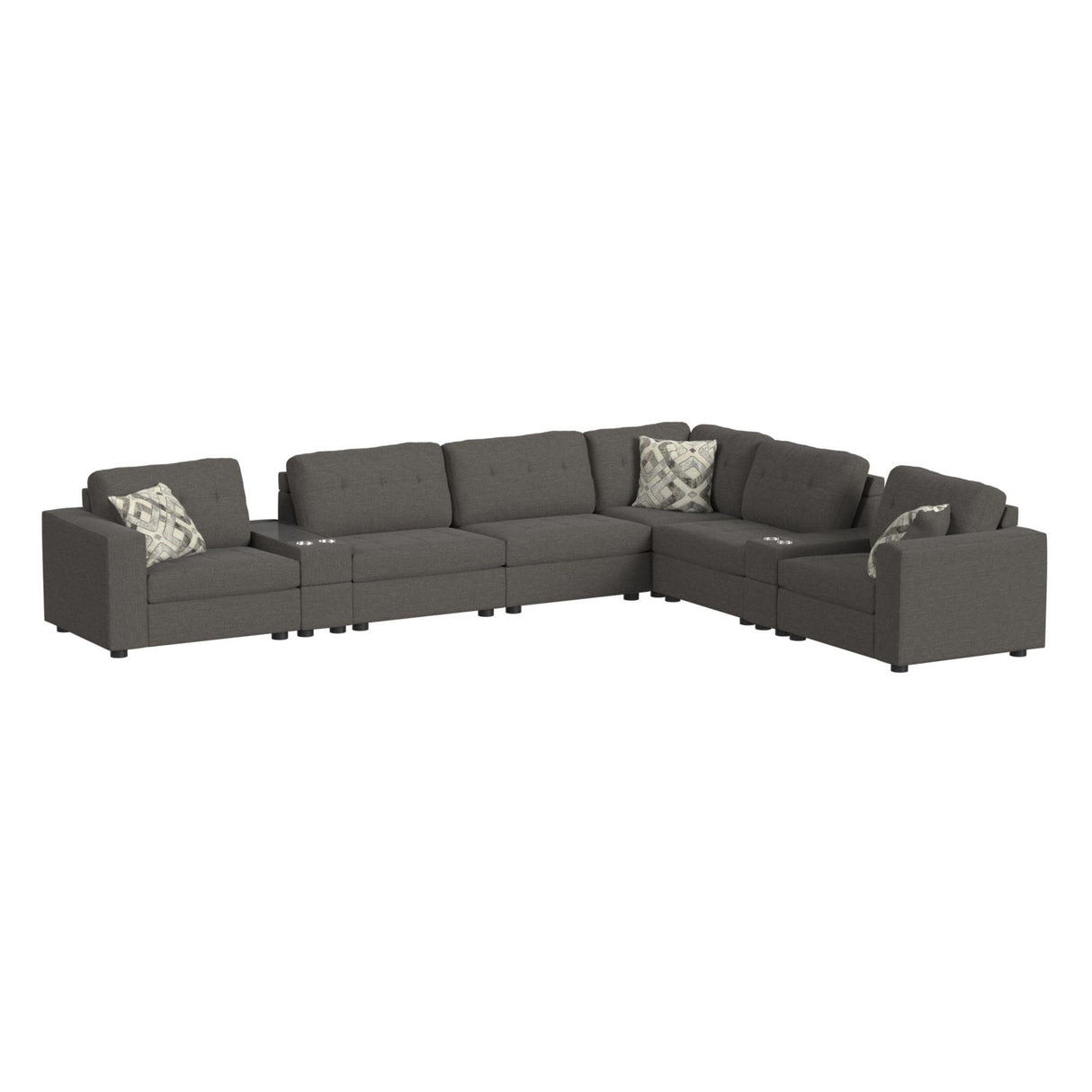 Options One 9PC Living Room Set in Palmer Plus Ash