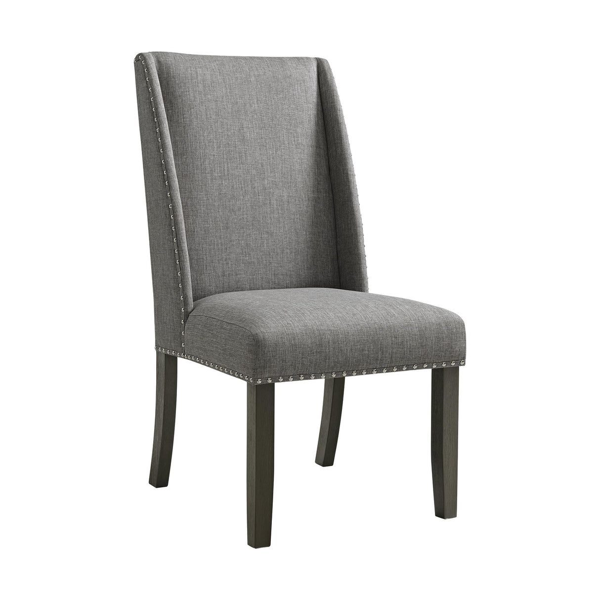 Everdeen Side Chair w/ Grey Fabric and Nail Heads in Charcoal (2 Per Carton)