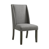 Everdeen Side Chair w/ Grey Fabric and Nail Heads in Charcoal (2 Per Carton)