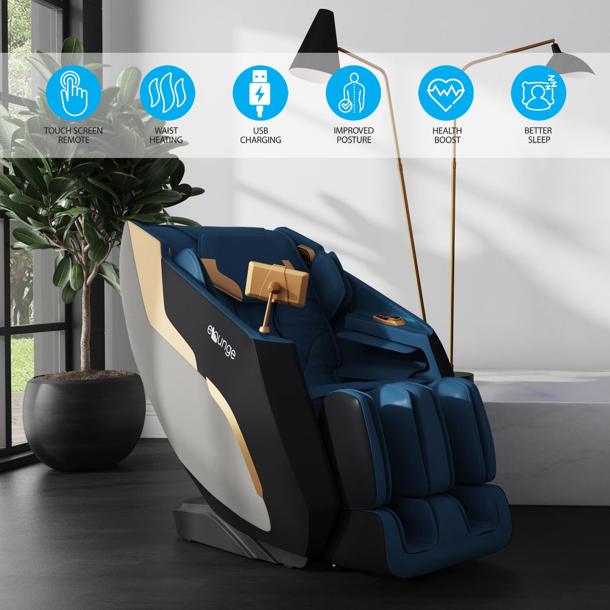 Enrich Massage Chair in Navy PU