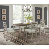 Farmington Ladder Back Dining Side Chair with Light Beige Fabric in Washed Stone (2 Per Carton)
