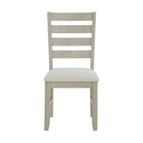 Farmington Ladder Back Dining Side Chair with Light Beige Fabric in Washed Stone (2 Per Carton)