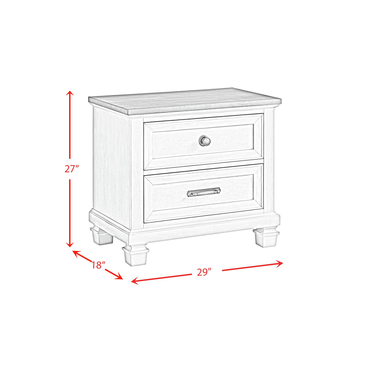 Farmington 2-Drawer Nightstand with USB in Medium Brown and Washed Stone