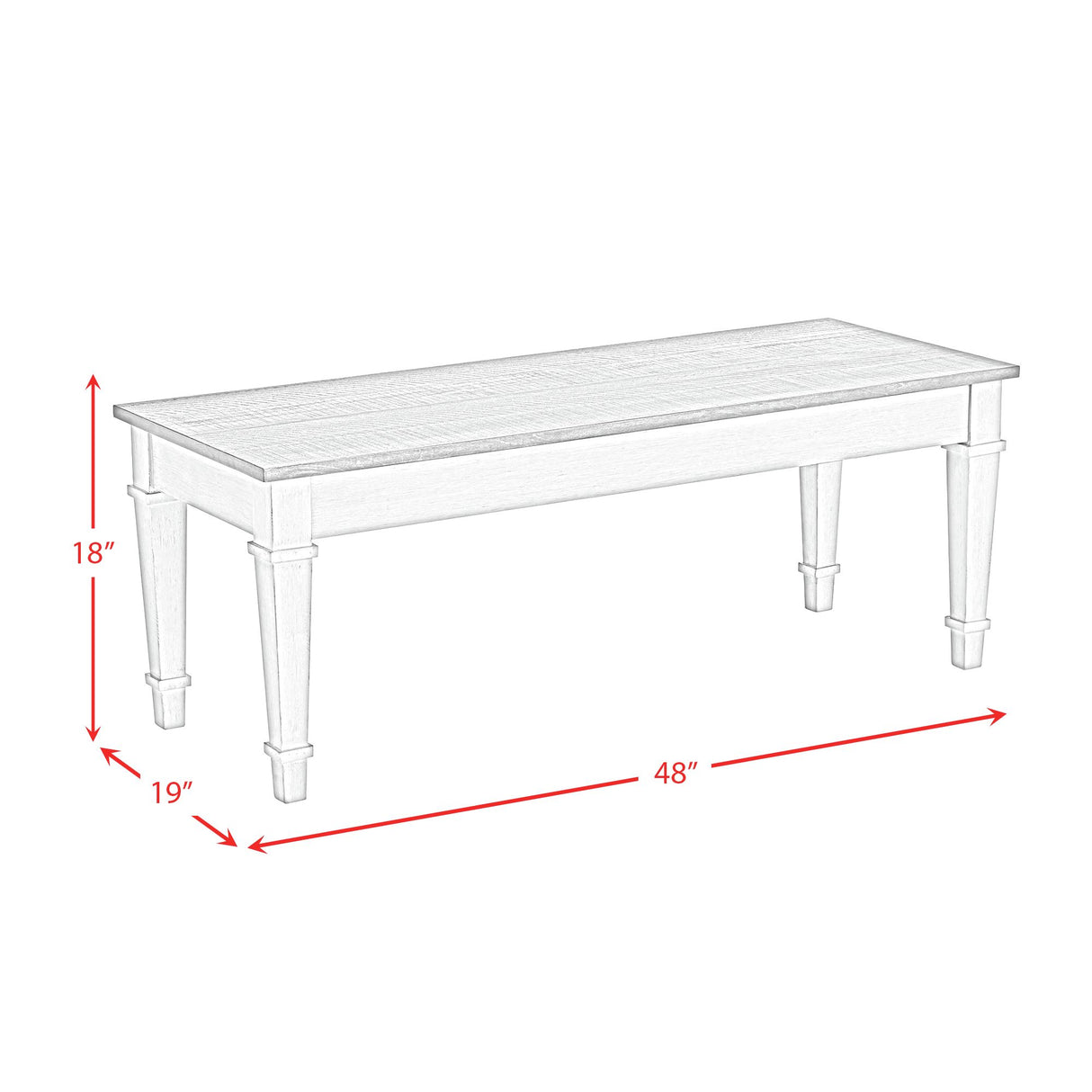 Farmington Storage Dining Bench in Medium Brown and Washed Stone