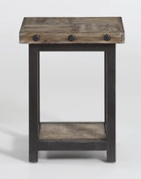 Flexsteel Carpenter Chairside Table in Rustic Gray