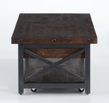Flexsteel Carpenter Rectangular Lift-Top Cocktail Table with Casters in Rustic Brown