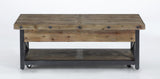 Flexsteel Carpenter Rectangular Lift-Top Cocktail Table with Casters in Rustic Gray