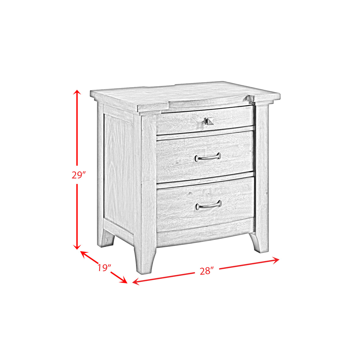 Gage 3-Drawer Nightstand with USB and Power in Chestnut