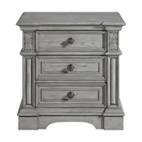 Glenmore 3-Drawer Nightstand with USB in Aged Grey