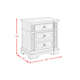 Glenmore 3-Drawer Nightstand with USB in Aged Grey