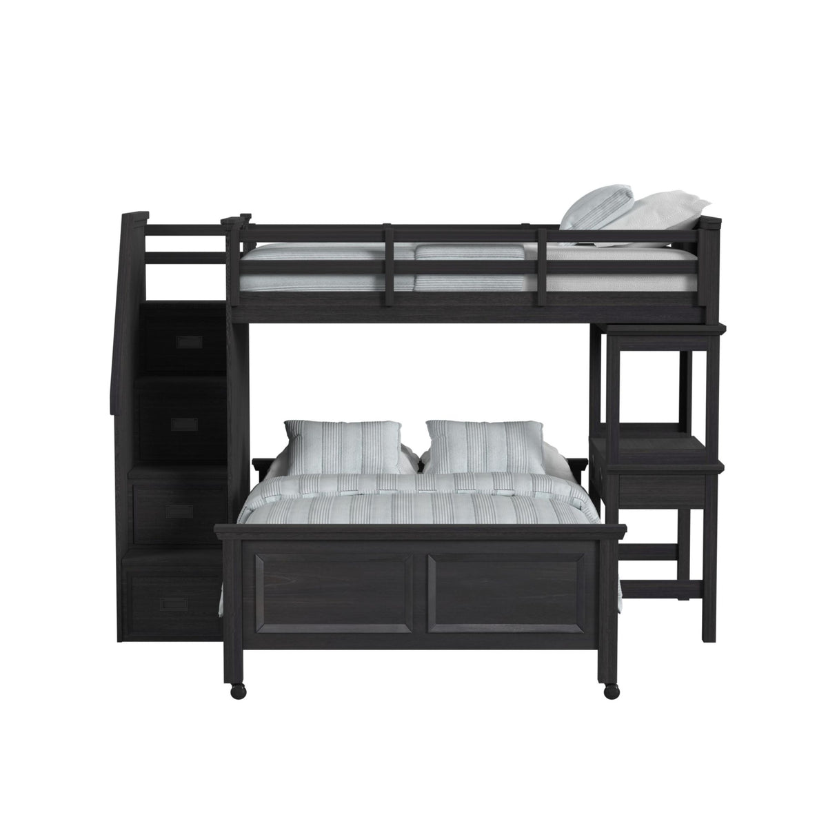 Hampton Kids Over Loft with Staircase and Desk with Speaker