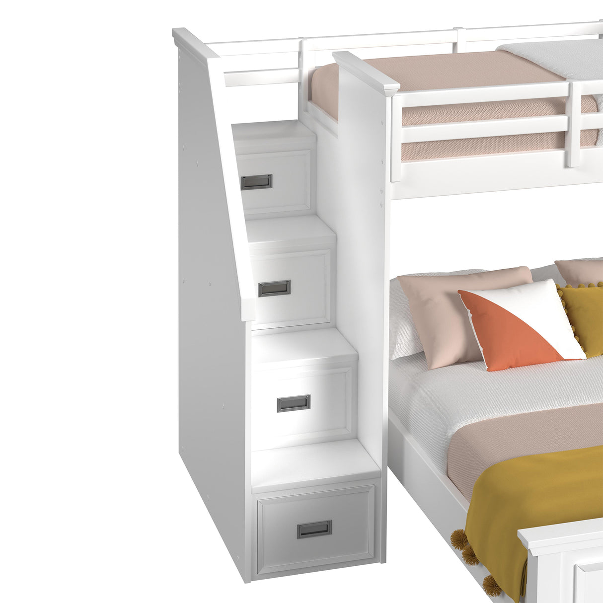 Hampton Kids Over Loft with Staircase and Desk with Speaker