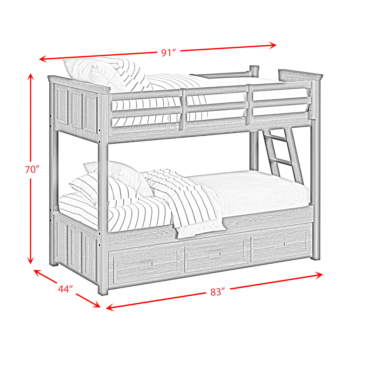 Hampton Kids Over Bunk with Ladder and Trundle