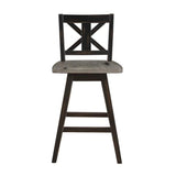 Amsonia Swivel Counter Height Chair in Gray and Black (Set of 2)