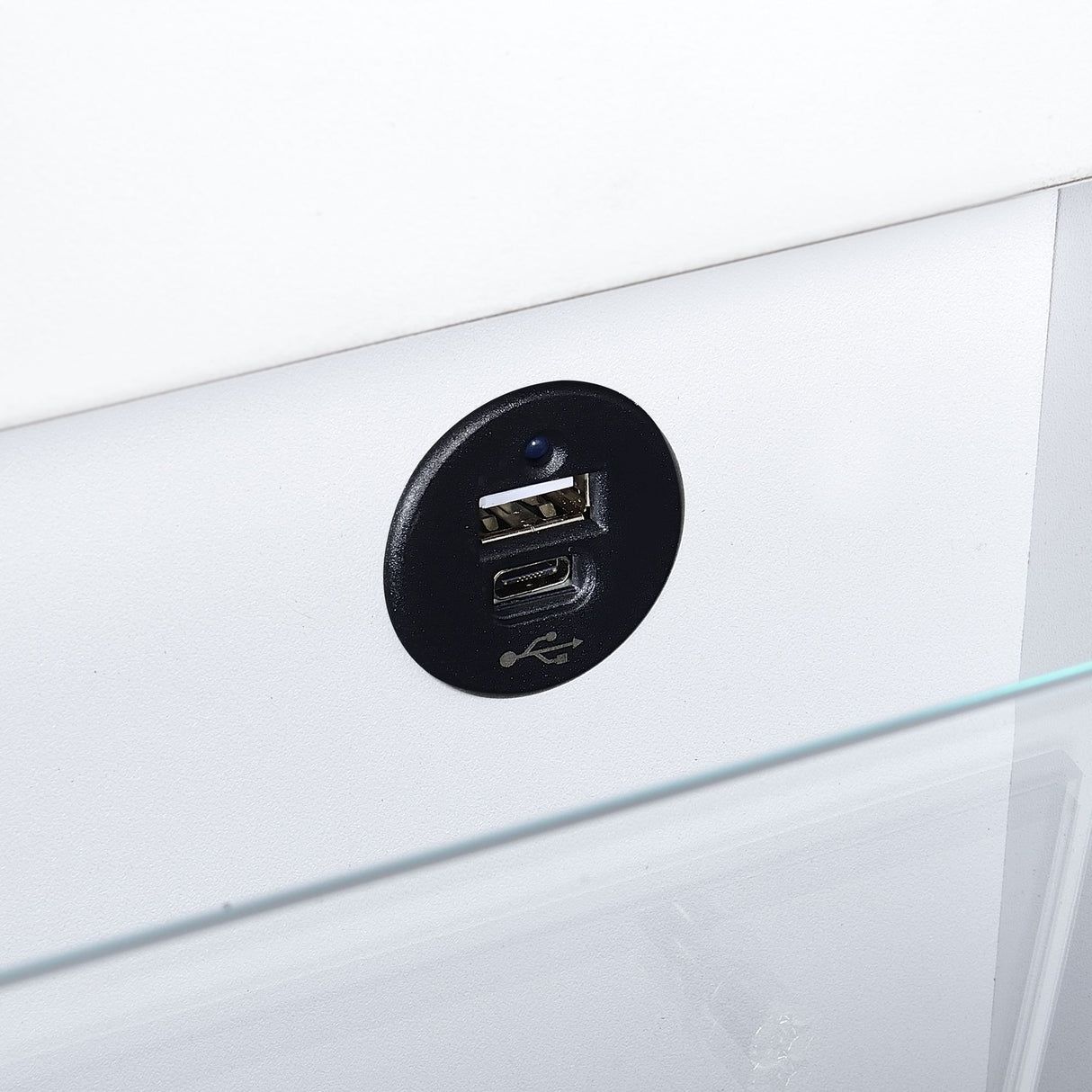 Irvine Mini Dressing Table with Stool, LED and USB in Glossy White