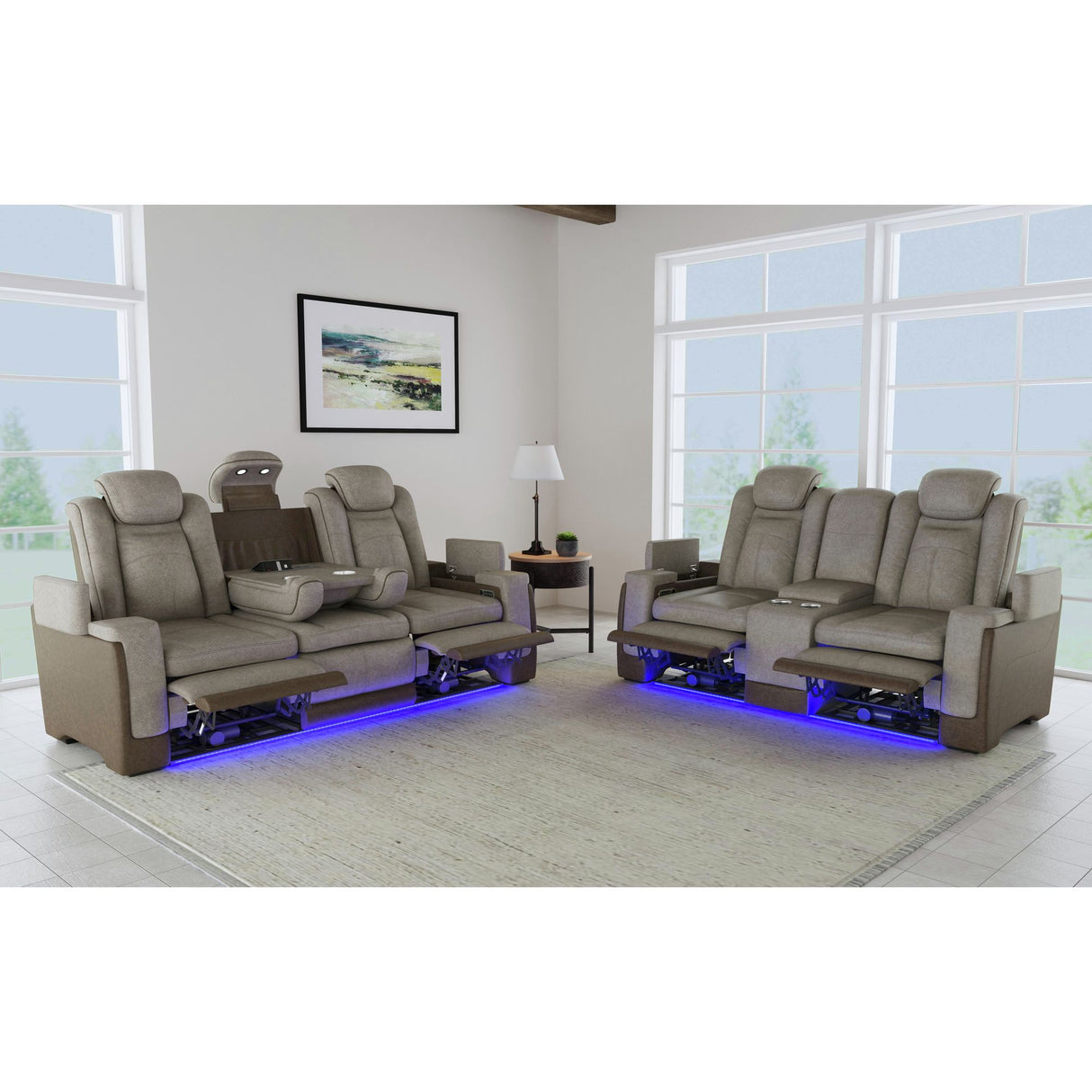 Lantana Power Motion Sofa with Power Headrest, Led, DDT, reading light and PWS in Rocky Grey/Brown