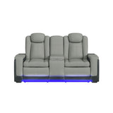 Lantana Power Motion Loveseat with Power Headrest, Led, and Console in Rocky Cement/Charcoal