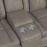 Lantana Power Motion Loveseat with Power Headrest, Led, and Console in Rocky Grey/Brown