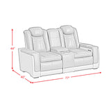 Lantana Power Motion Loveseat with Power Headrest, Led, and Console in Rocky Cement/Charcoal