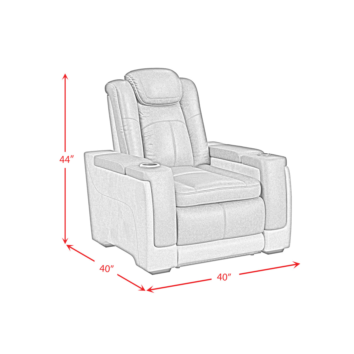 Lantana Power Motion Recliner with Power Headrest, Led, wireless charger and Cup holder in Rocky Cement/Charcoal