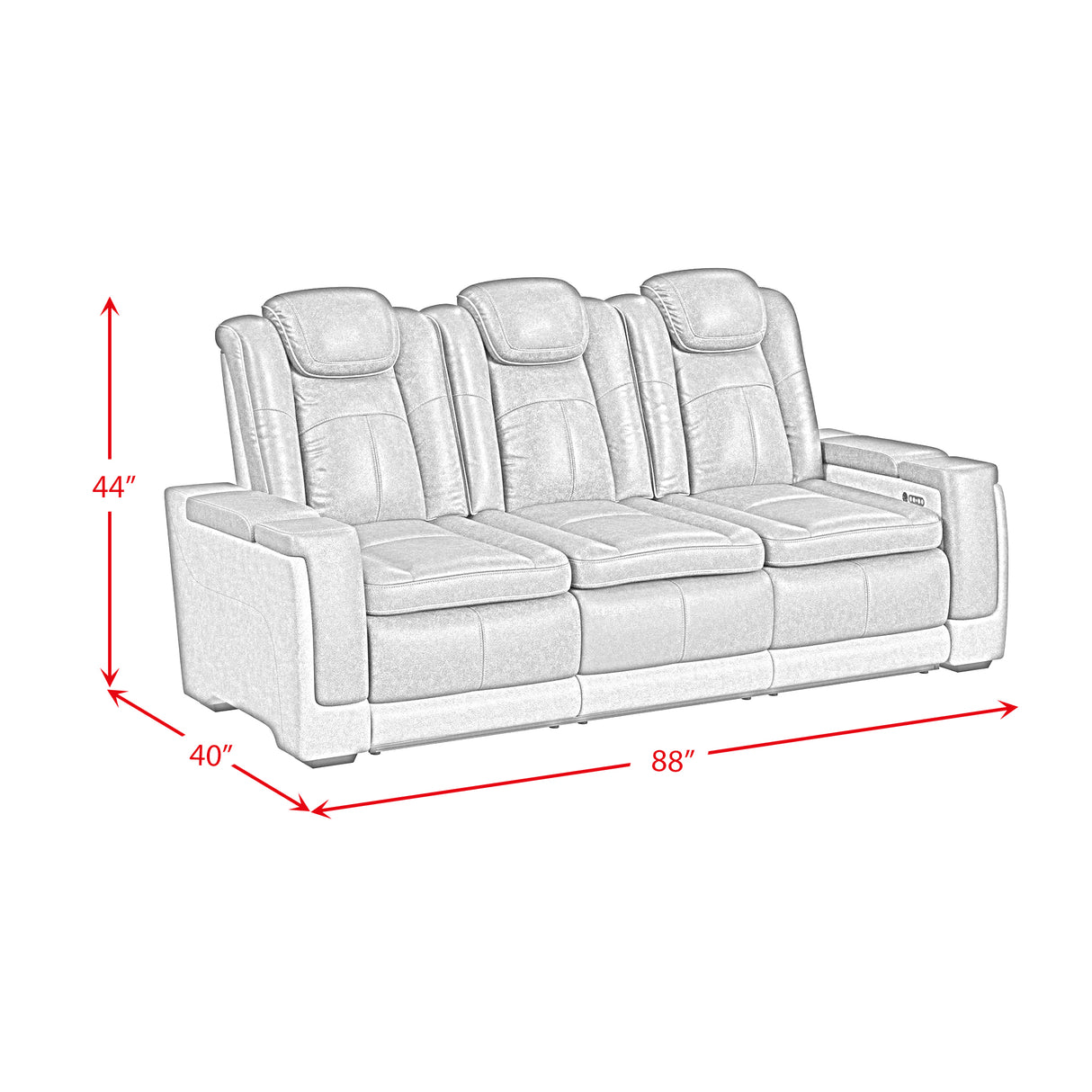 Lantana 3PC Living Room Set in Rocky Cement/Charcoal-Sofa, Loveseat & Recliner