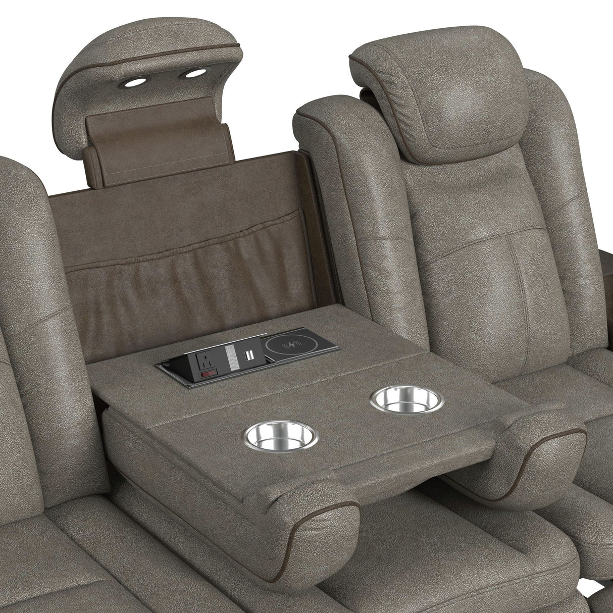 Lantana Power Motion Sofa with Power Headrest, Led, DDT, reading light and PWS in Rocky Grey/Brown