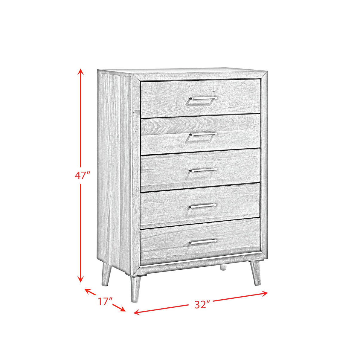 Malibu 5-Drawer Chest in Walnut