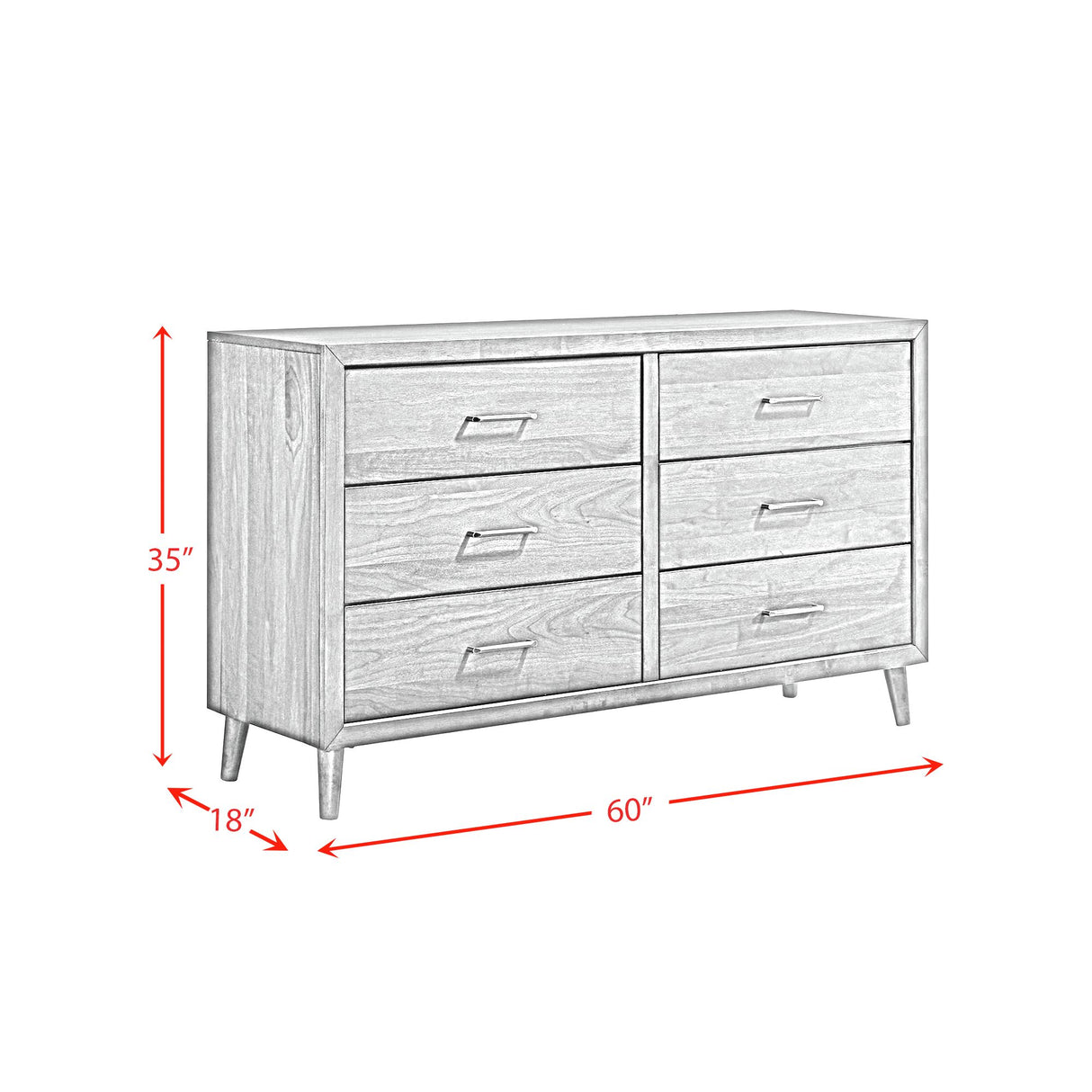Malibu 6-Drawer Dresser in Walnut
