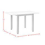 Martin 3 pc Drop Leaf Dining Set (Dark Brown Top - White Base)