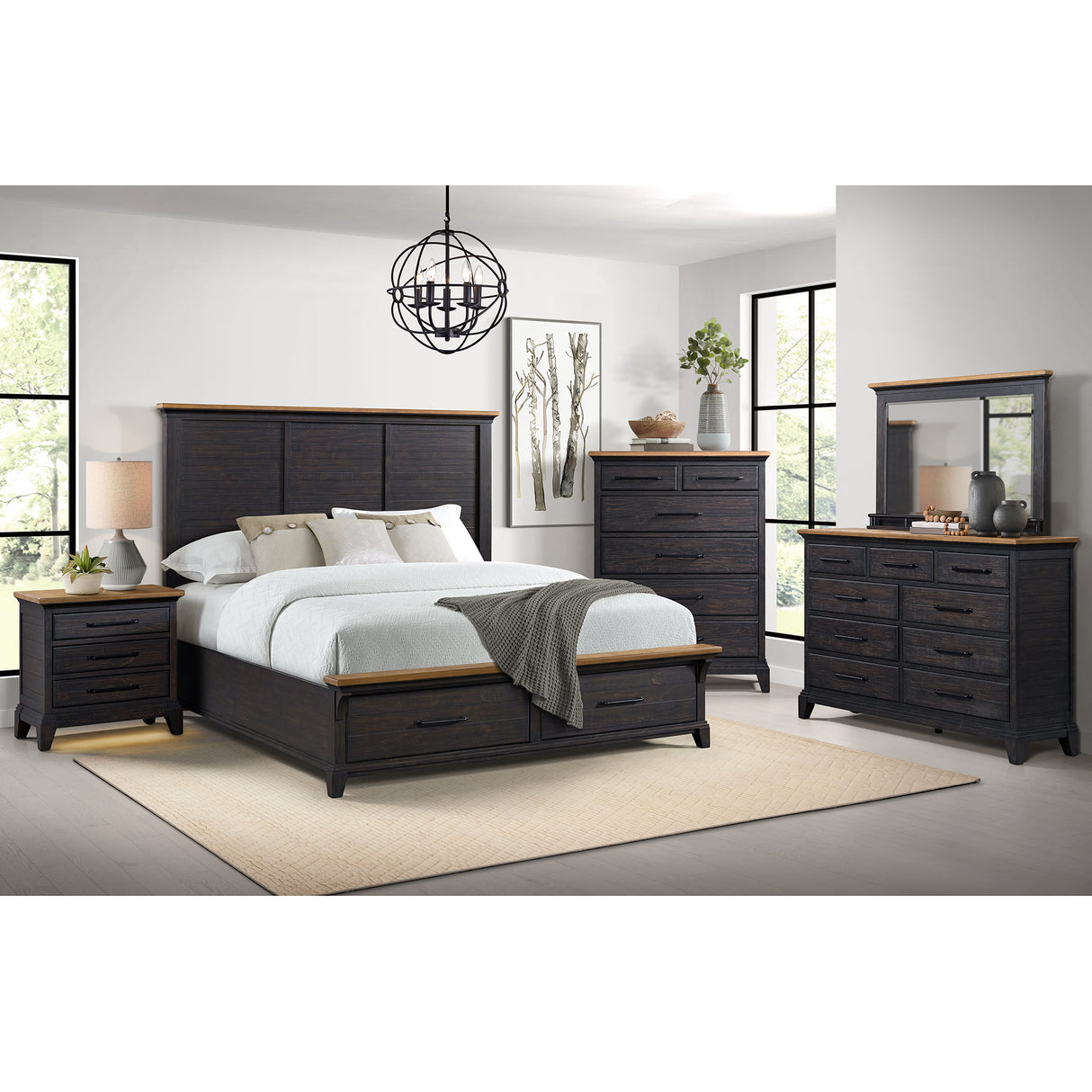 Montrose Nightstand with Charger & Sensor Light in Espresso & Brown