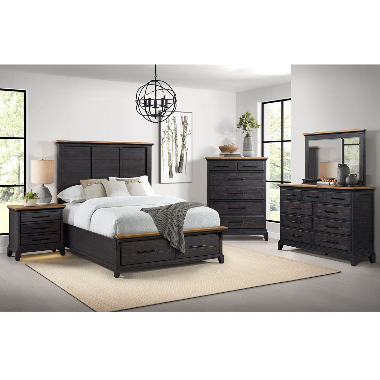Montrose Nightstand with Charger & Sensor Light in Espresso & Brown