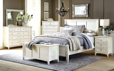 NRLWT5030 Northlake Queen Panel Bed - White Linen