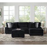 Nightfall LHF Loveseat in Grand Cord Black with 4 Pillows 20" (2 Winkin Walnut, 2 Nod Walnut)