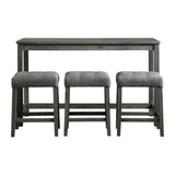 Oak Lawn Charcoal Grey Bar Table Single Pack (Table + 3 Grey Fabric Stools)